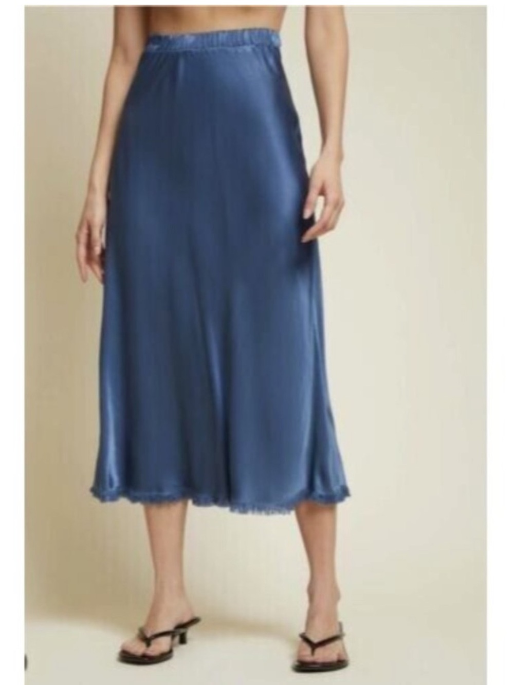 Nation LTD Mabel Midi Skirt Blue Satin Slip Skirt Size Medium